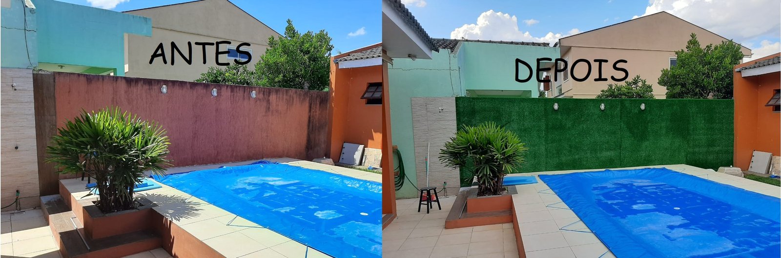 Antes e depois: quintal transformado com grama sintética